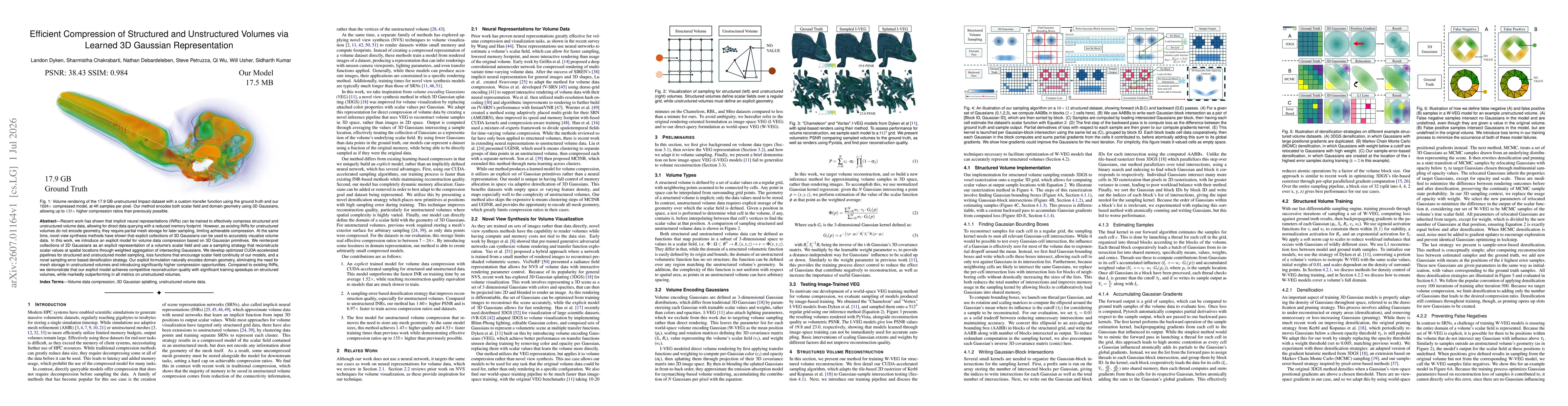 Thumbnail for Efficient Compression of Structured and Unstructured Volumes via Learned 3D Gaussian Representation