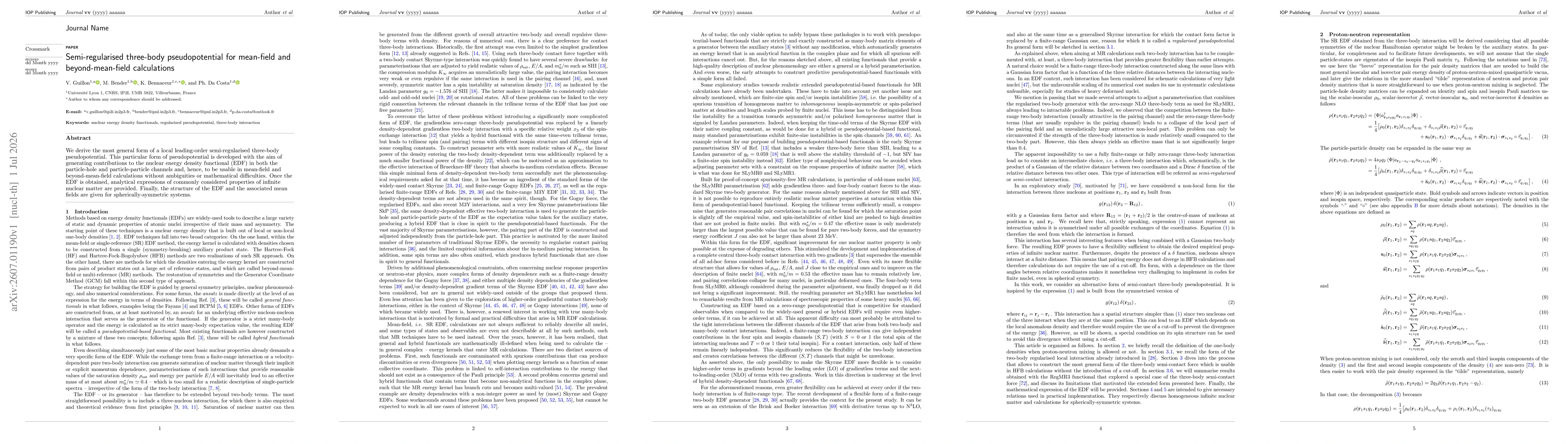 Thumbnail for Semi-regularised three-body pseudopotential for mean-field and beyond-mean-field calculations