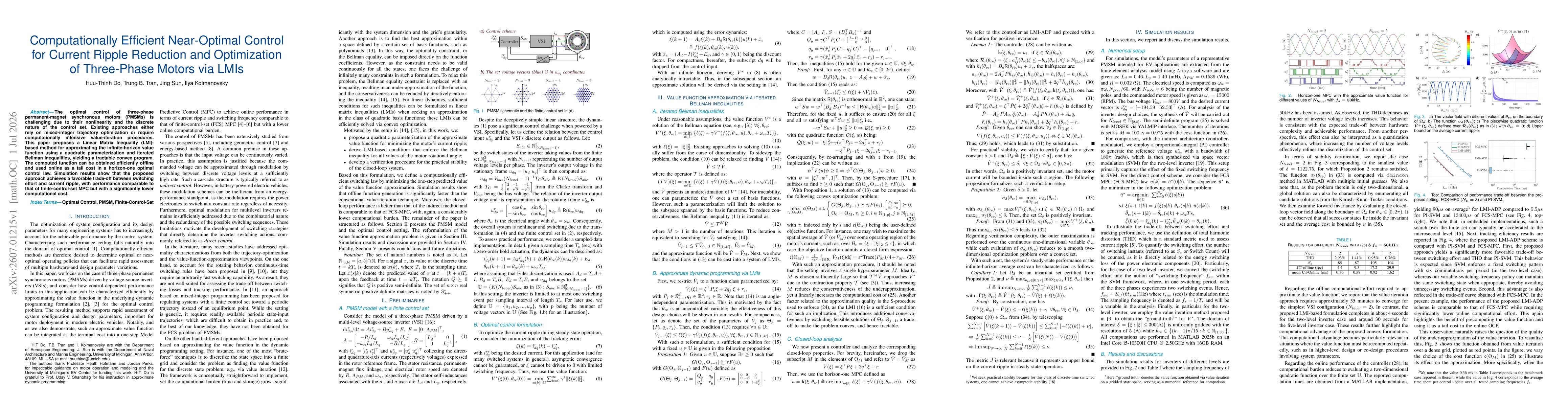 Thumbnail for Computationally Efficient Near-Optimal Control for Current Ripple Reduction and Optimization of Three-Phase Motors via LMIs