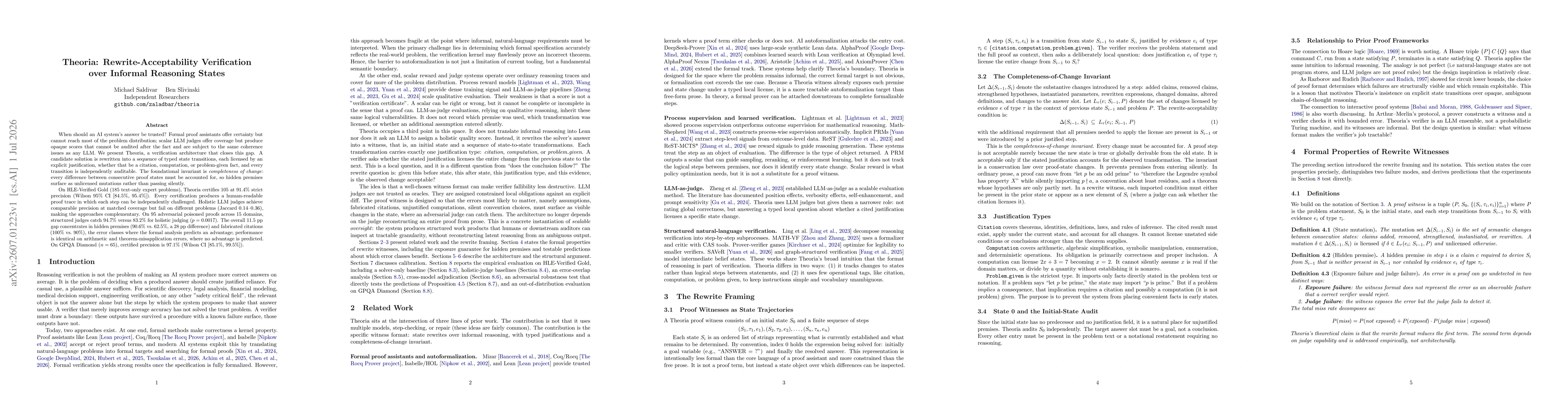 Thumbnail for Theoria: Rewrite-Acceptability Verification over Informal Reasoning States