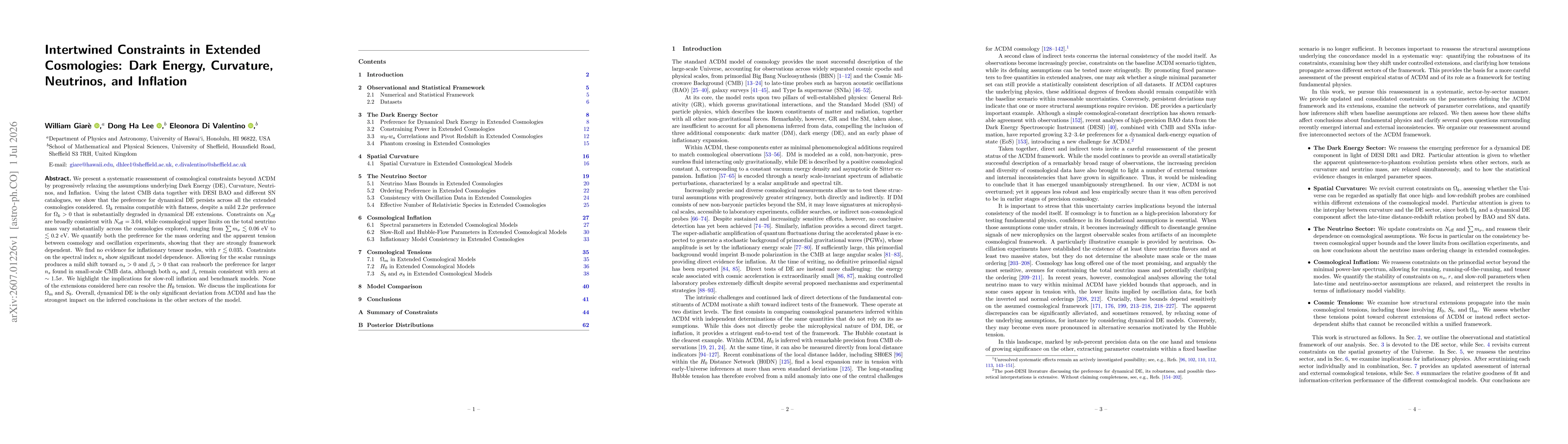 Thumbnail for Intertwined Constraints in Extended Cosmologies: Dark Energy, Curvature, Neutrinos, and Inflation