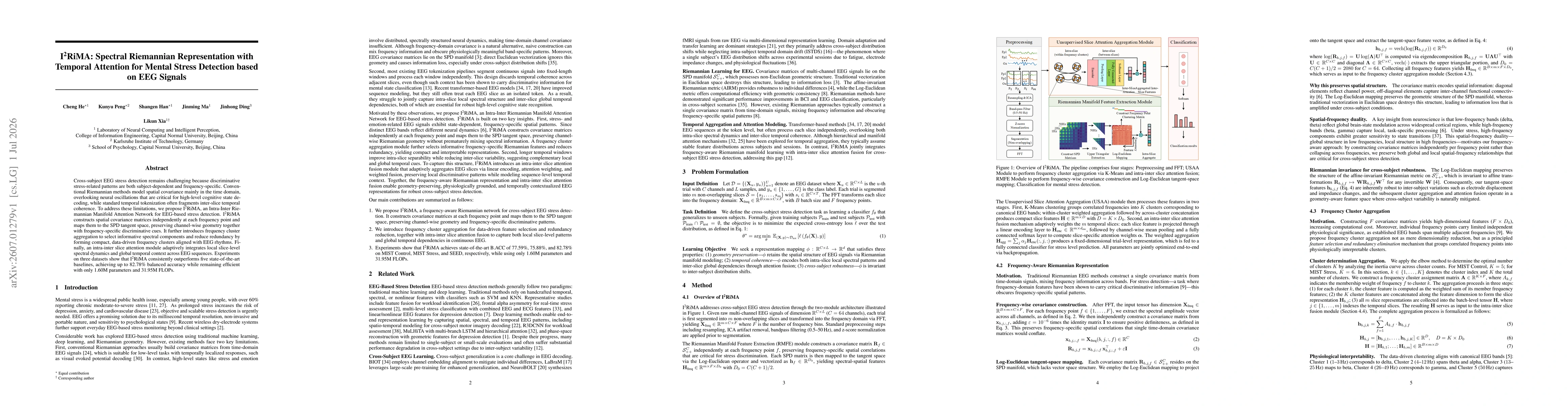 Thumbnail for I\textsuperscript{2}RiMA: Spectral Riemannian Representation with Temporal Attention for Mental Stress Detection based on EEG Signals