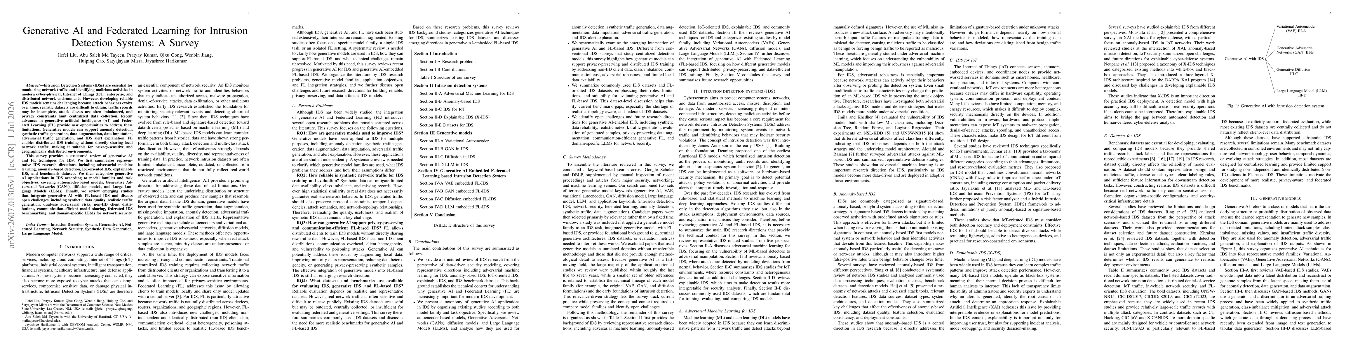 Thumbnail for Generative AI and Federated Learning for Intrusion Detection Systems: A Survey