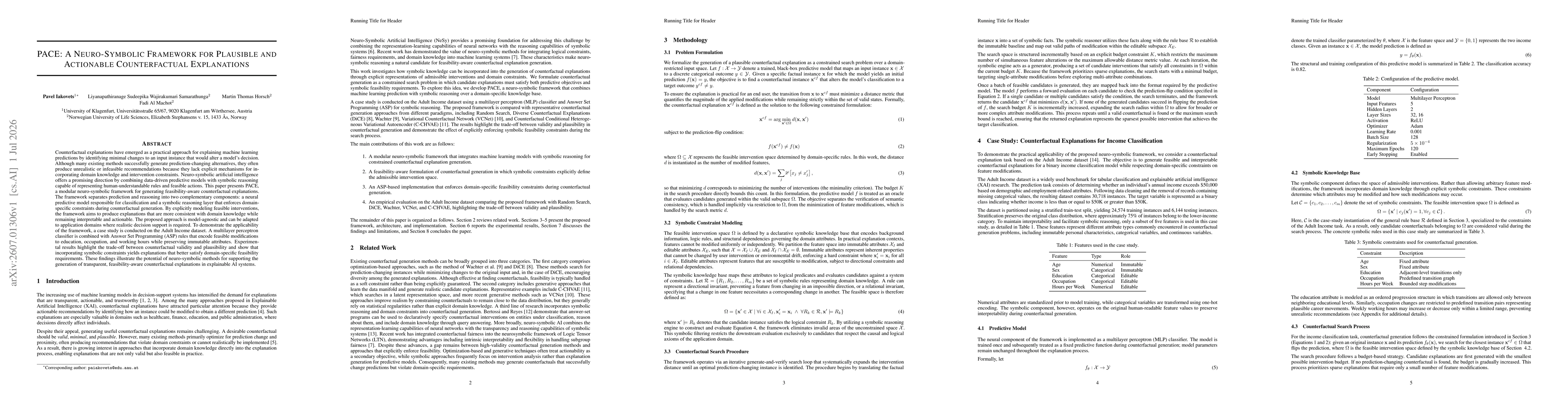 Thumbnail for PACE: A Neuro-Symbolic Framework for Plausible and Actionable Counterfactual Explanations