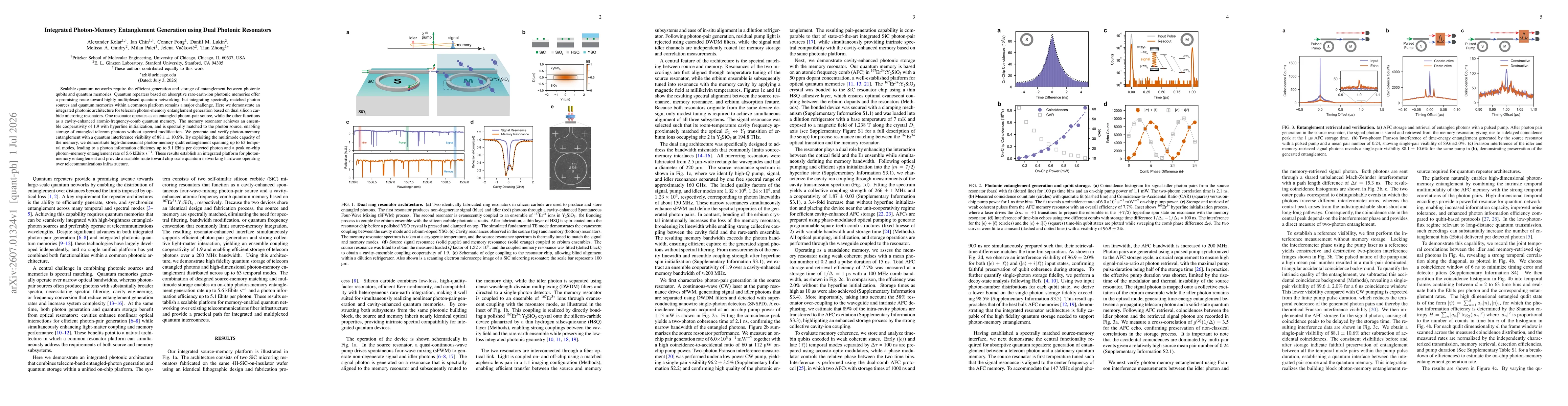 Thumbnail for Integrated Photon-Memory Entanglement Generation using Dual Photonic Resonators