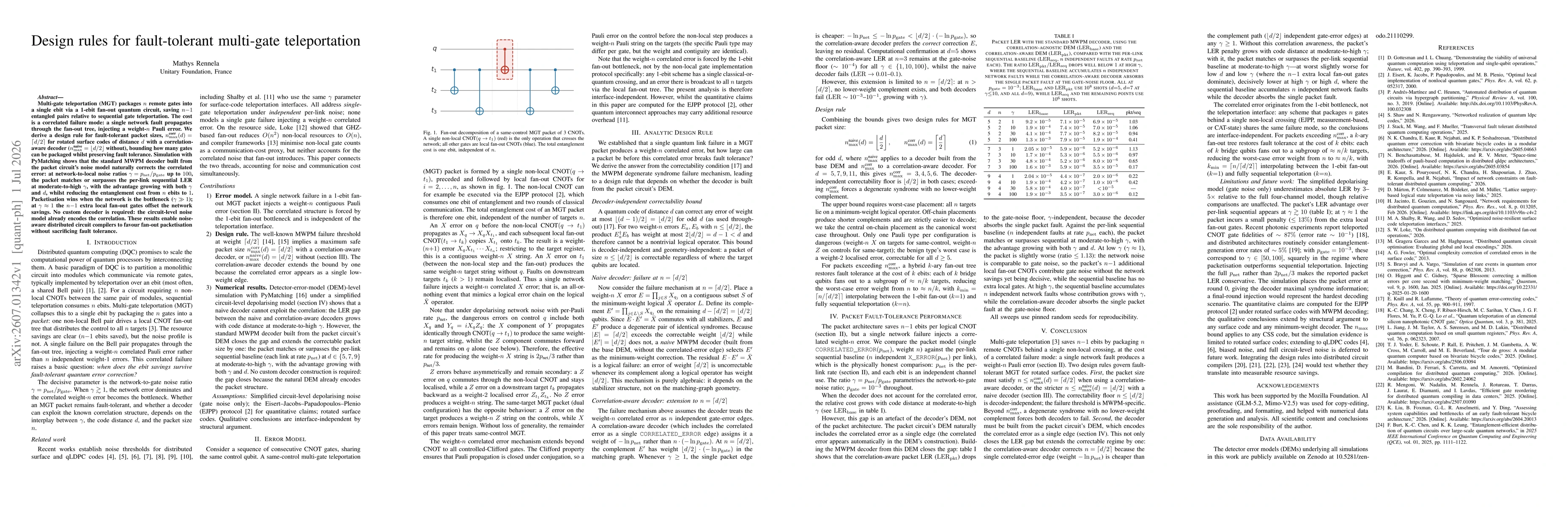 Thumbnail for Design rules for fault-tolerant multi-gate teleportation
