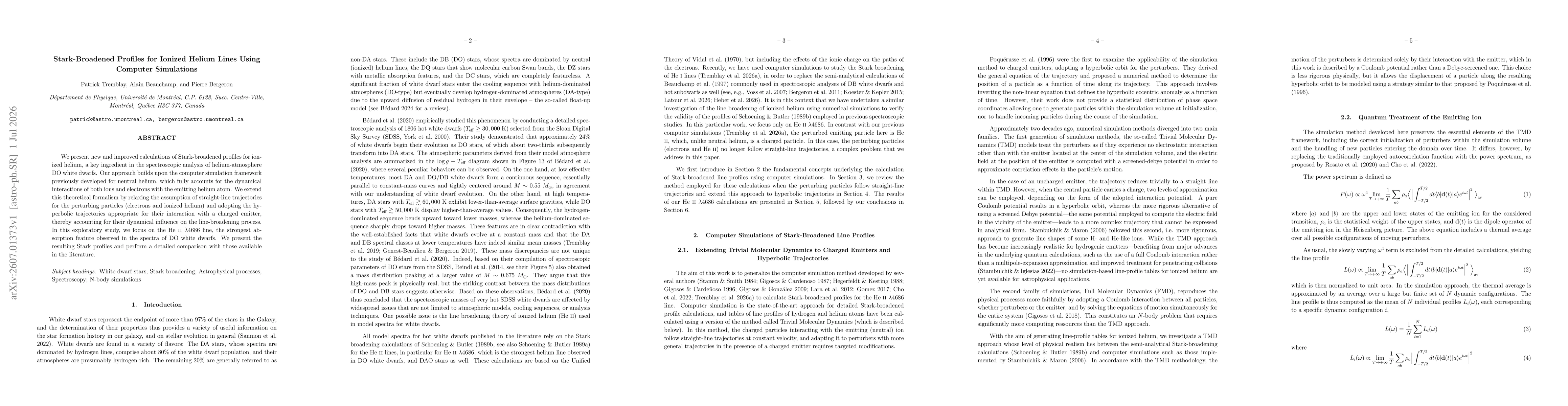 Thumbnail for Stark-Broadened Profiles for Ionized Helium Lines Using Computer Simulations