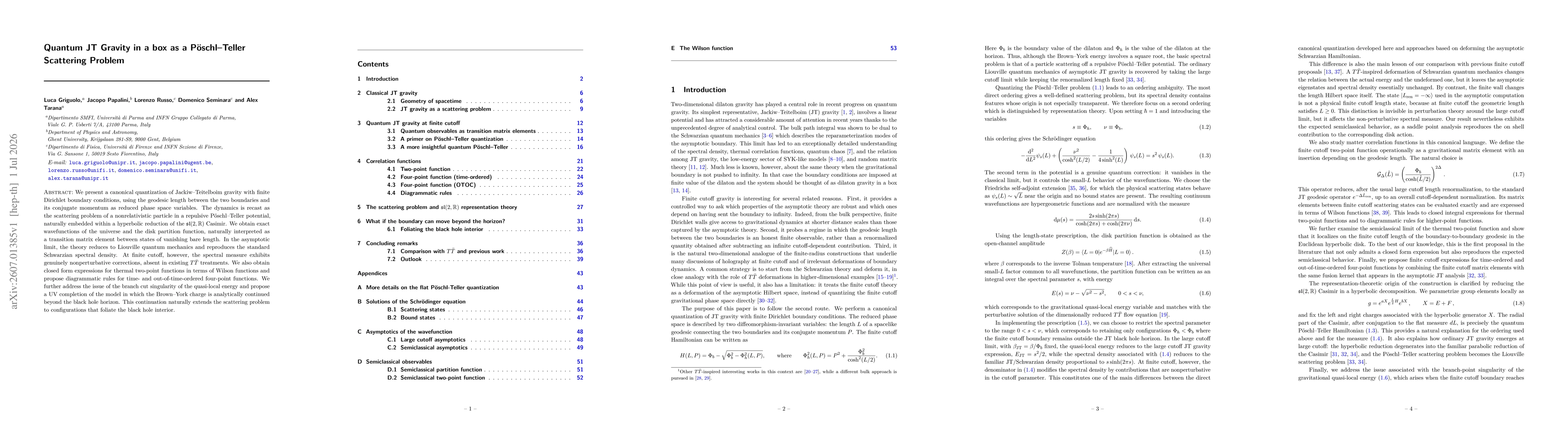 Thumbnail for Quantum JT Gravity in a box as a Pöschl-Teller Scattering Problem