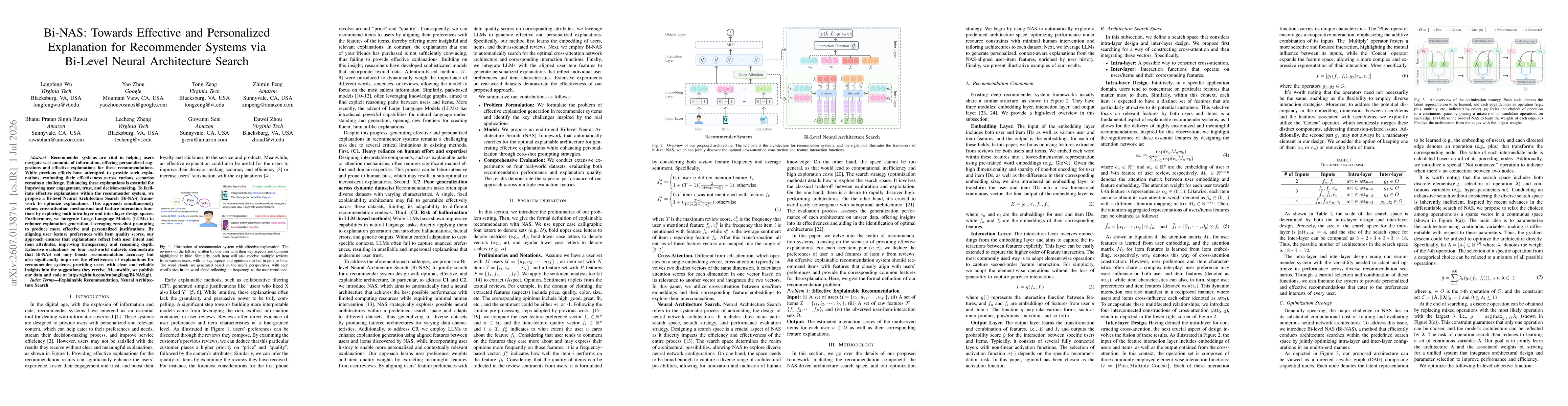 Thumbnail for Bi-NAS: Towards Effective and Personalized Explanation for Recommender Systems via Bi-Level Neural Architecture Search