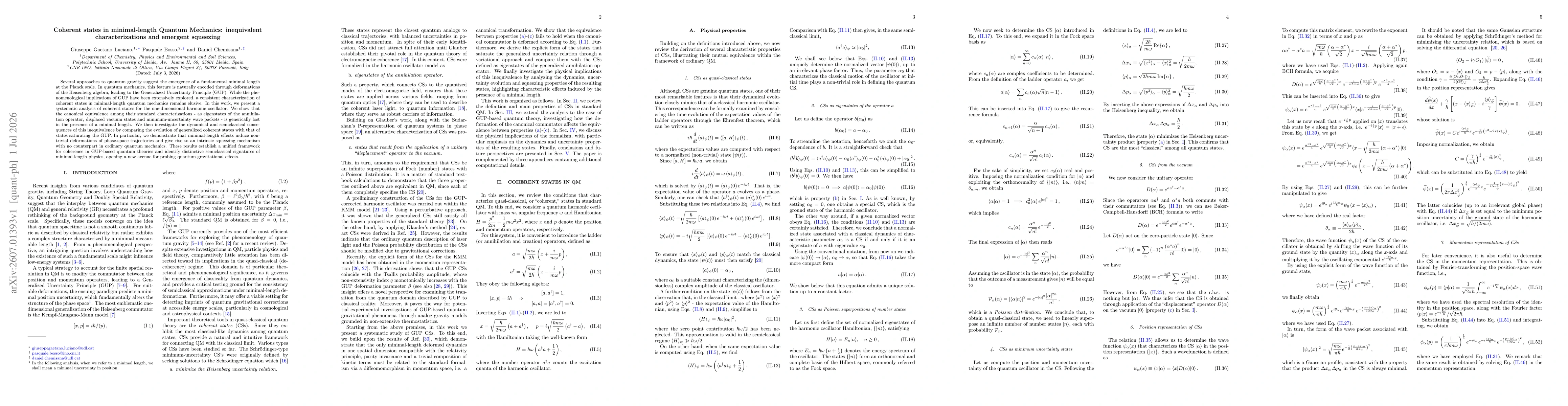Thumbnail for Coherent states in minimal-length Quantum Mechanics: inequivalent characterizations and emergent squeezing