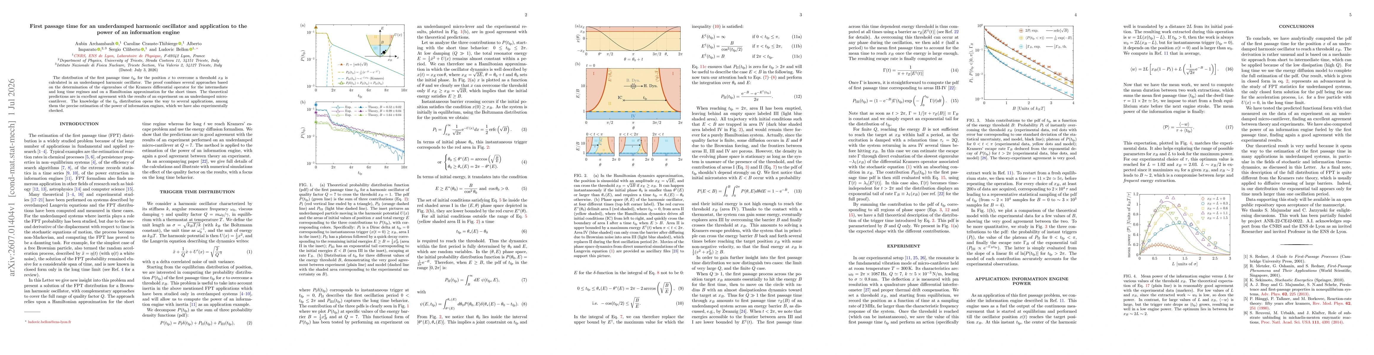 Thumbnail for First passage time for an underdamped harmonic oscillator and application to the power of an information engine