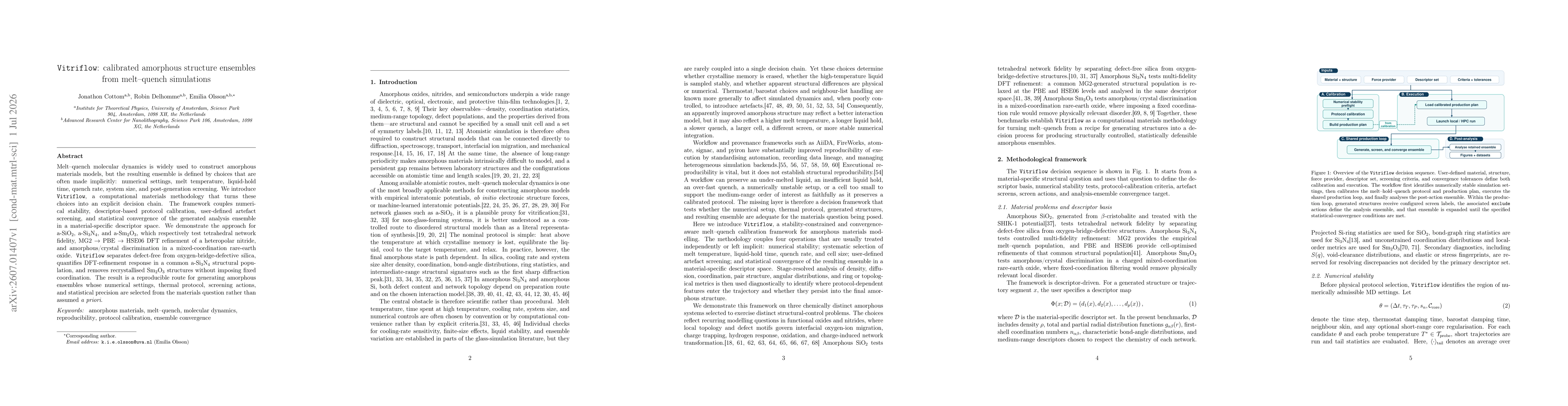 Thumbnail for Vitriflow: calibrated amorphous structure ensembles from melt-quench simulation