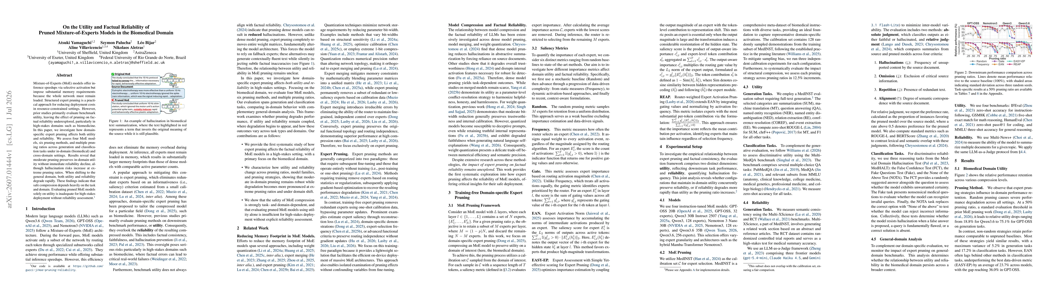 Thumbnail for On the Utility and Factual Reliability of Pruned Mixture-of-Experts Models in the Biomedical Domain