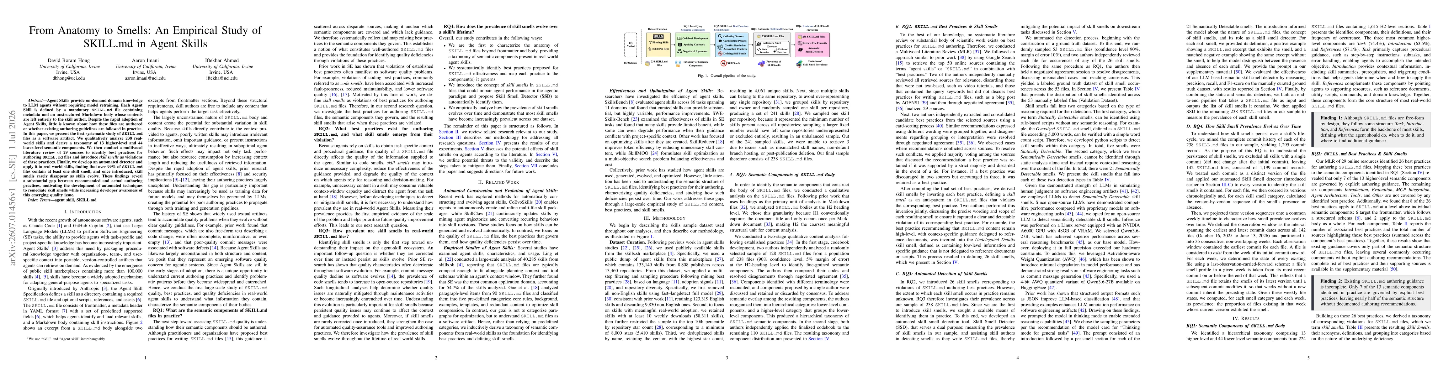 Thumbnail for From Anatomy to Smells: An Empirical Study of SKILL.md in Agent Skills