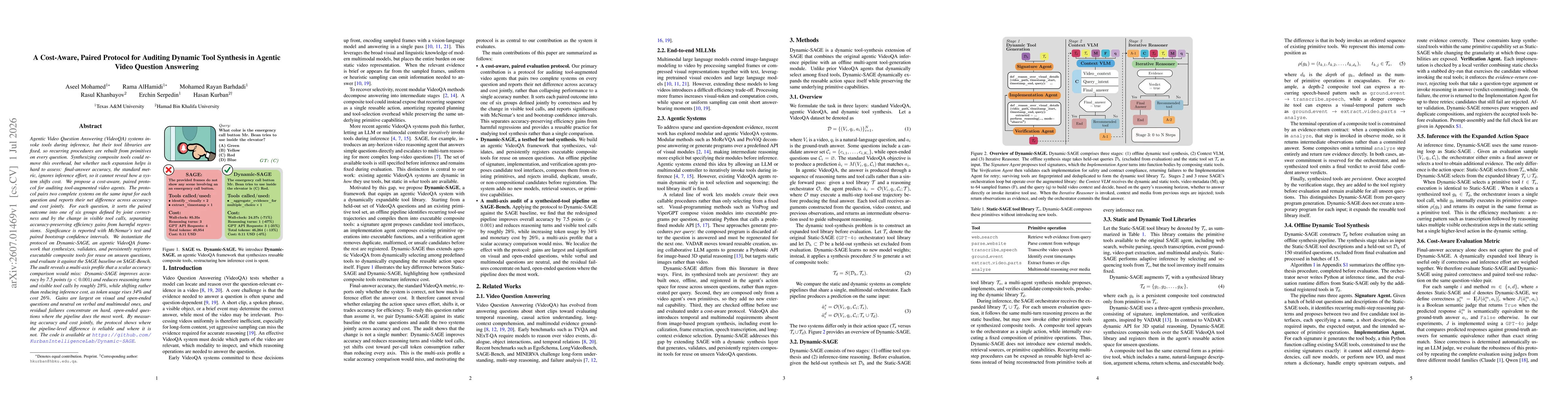 Thumbnail for A Cost-Aware, Paired Protocol for Auditing Dynamic Tool Synthesis in Agentic Video Question Answering