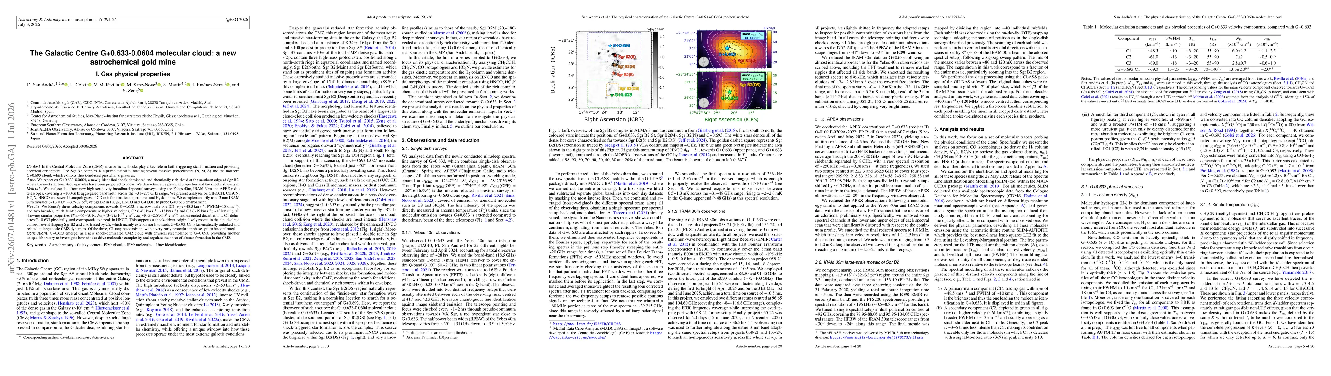 Thumbnail for The Galactic Centre G+0.633-0.0604 molecular cloud: a new astrochemical gold mine. I. Gas physical properties