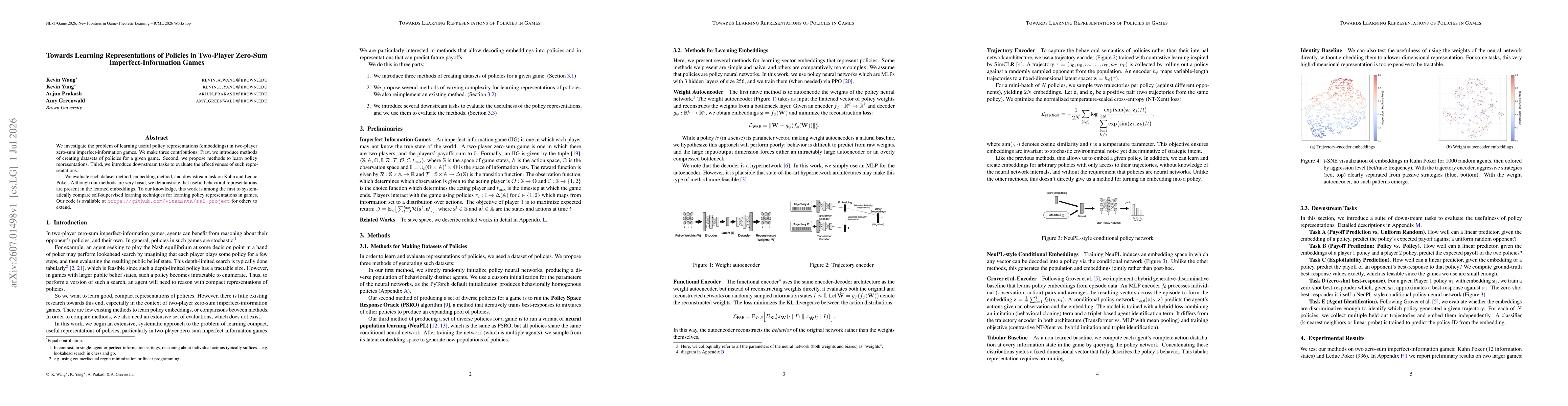 Thumbnail for Towards Learning Representations of Policies in Two-Player Zero-Sum Imperfect-Information Games