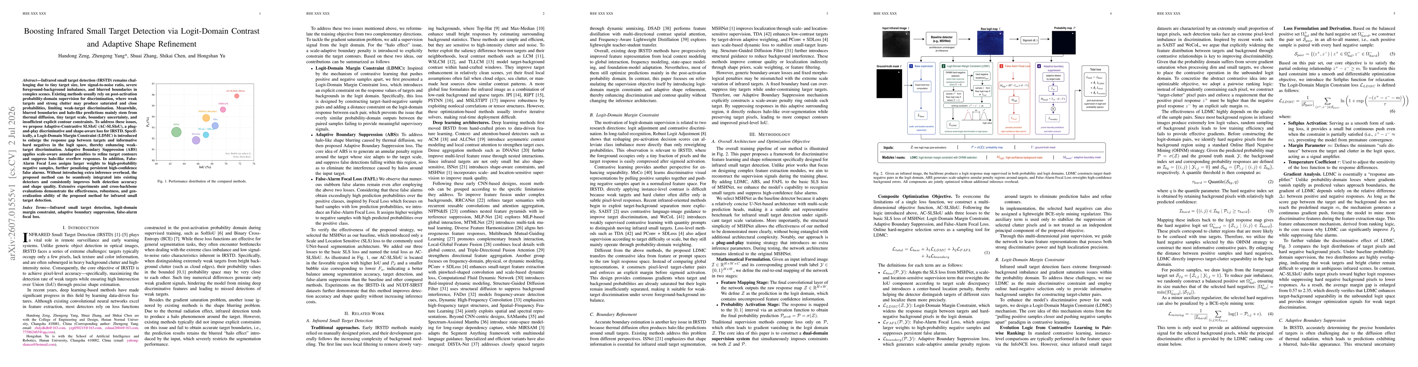 Thumbnail for Boosting Infrared Small Target Detection via Logit-Domain Contrast and Adaptive Shape Refinement