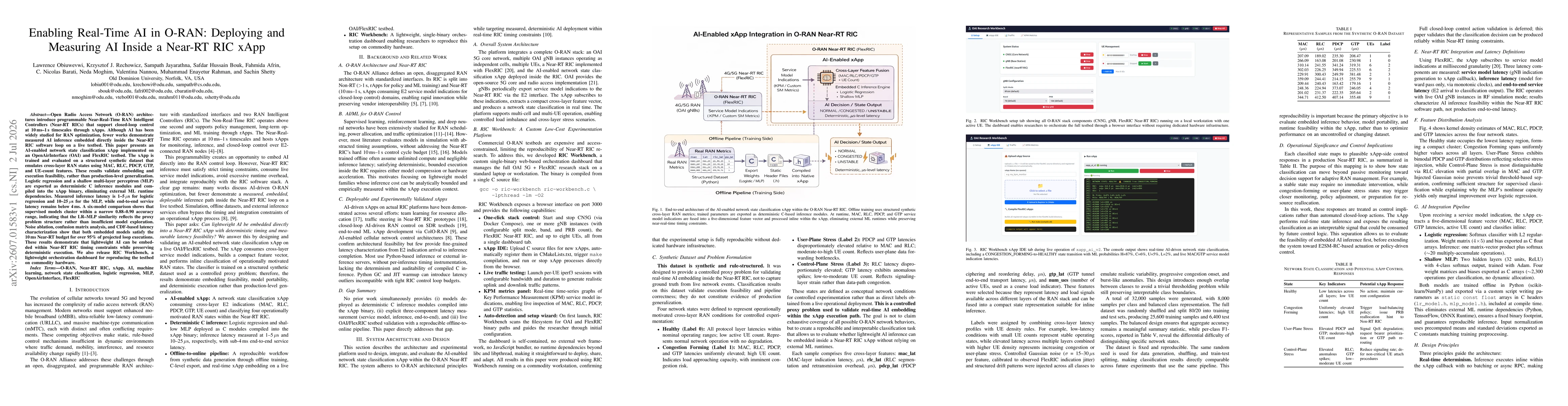 Thumbnail for Enabling Real-Time AI in O-RAN: Deploying andMeasuring AI Inside a Near-RT RIC xApp