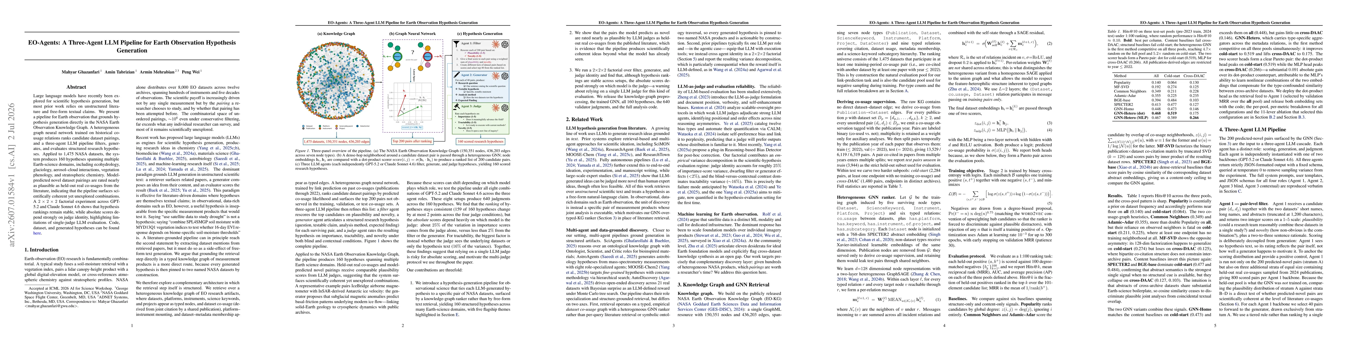 Thumbnail for EO-Agents: A Three-Agent LLM Pipeline for Earth Observation Hypothesis Generation
