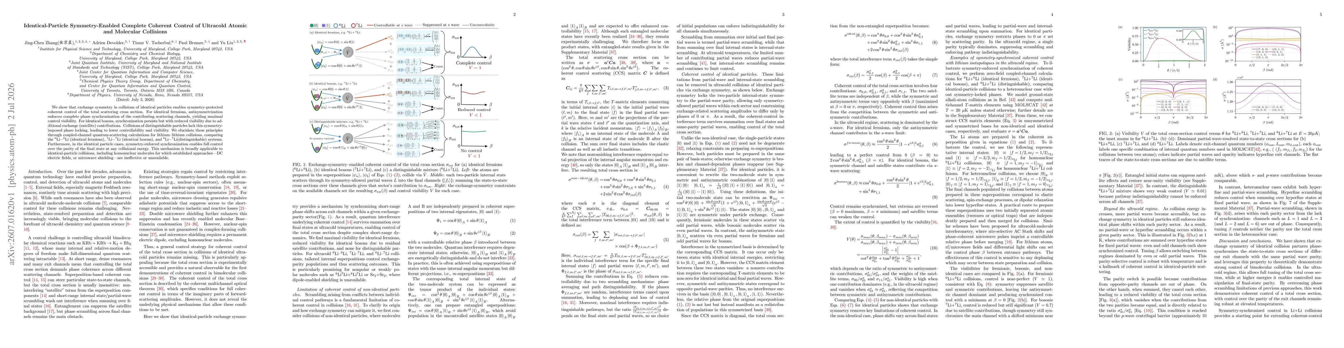Thumbnail for Identical-Particle Symmetry-Enabled Complete Coherent Control of Ultracold Atomic and Molecular Collisions