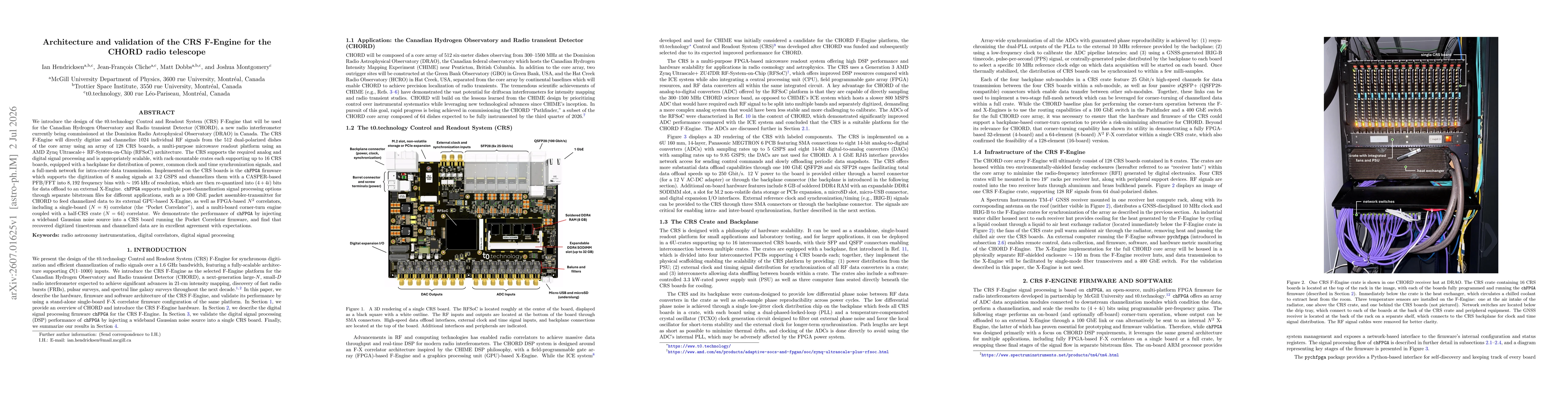 Thumbnail for Architecture and Validation of the CRS F-Engine for the CHORD Radio Telescope