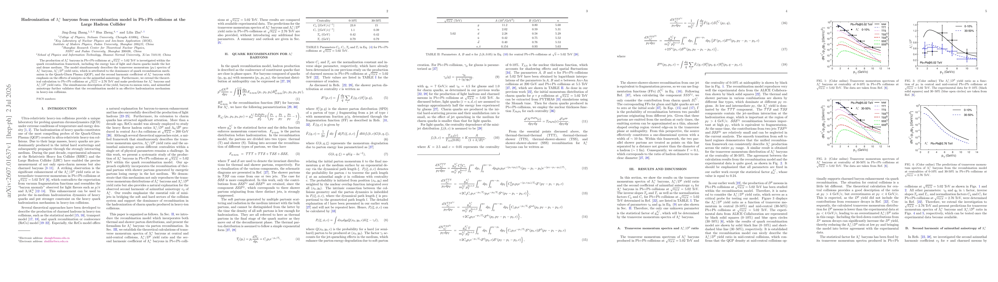 Thumbnail for Hadronization of $Λ_c^+$ baryons from recombination model in Pb+Pb collisions at the Large Hadron Collider