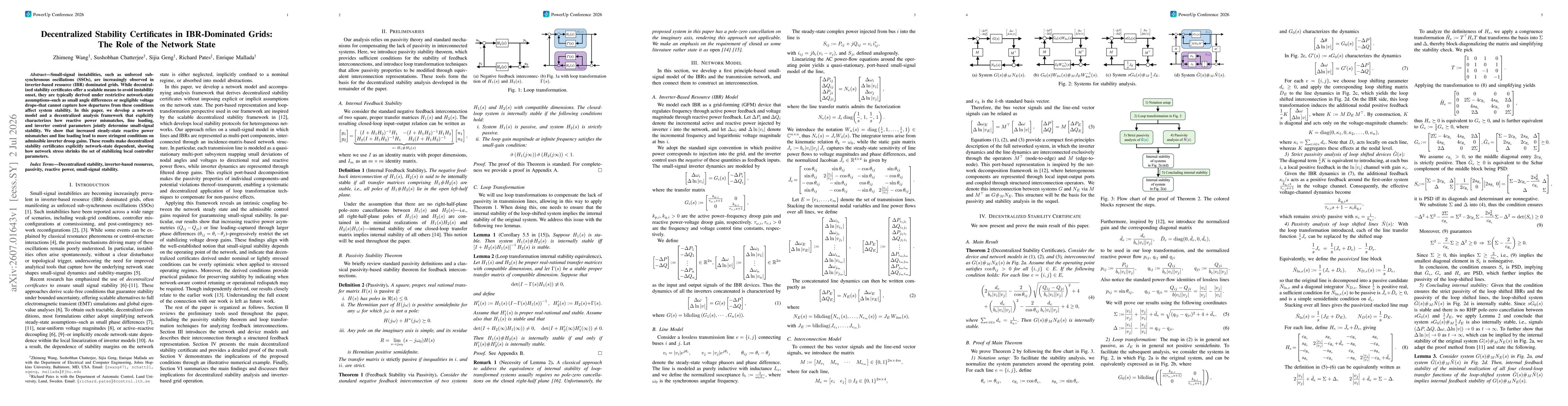 Thumbnail for Decentralized Stability Certificates in IBR-Dominated Grids: The Role of the Network State