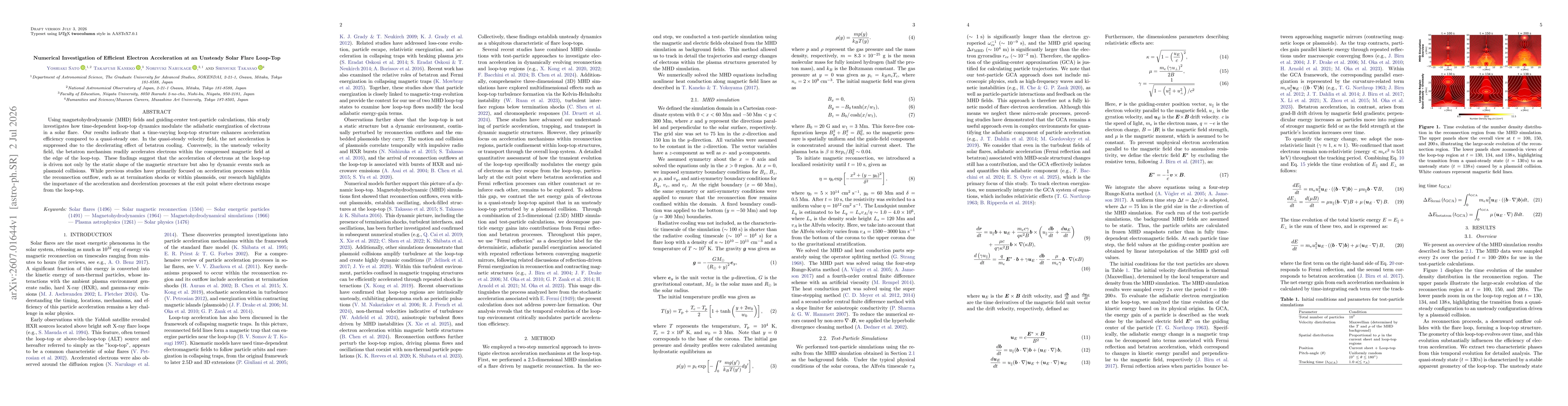 Thumbnail for Numerical Investigation of Efficient Electron Acceleration at an Unsteady Solar Flare Loop-Top