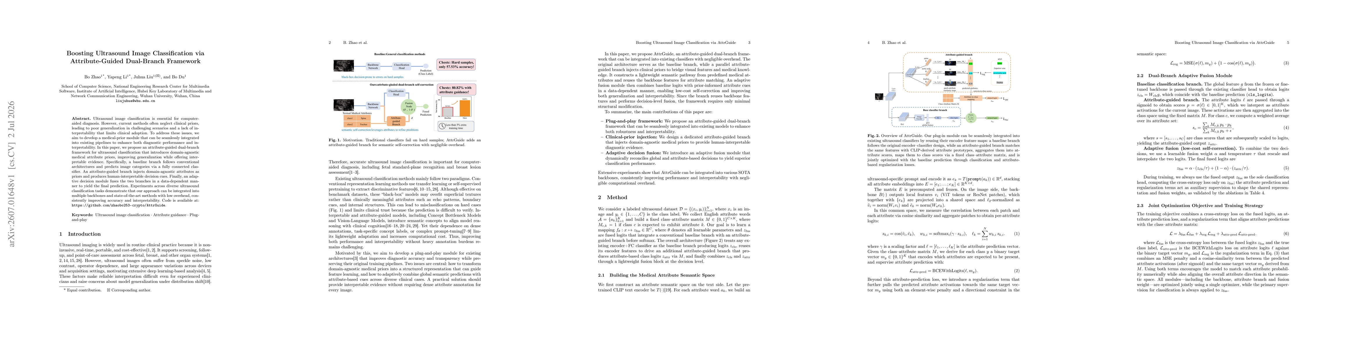 Thumbnail for Boosting Ultrasound Image Classification via Attribute-Guided Dual-Branch Framework