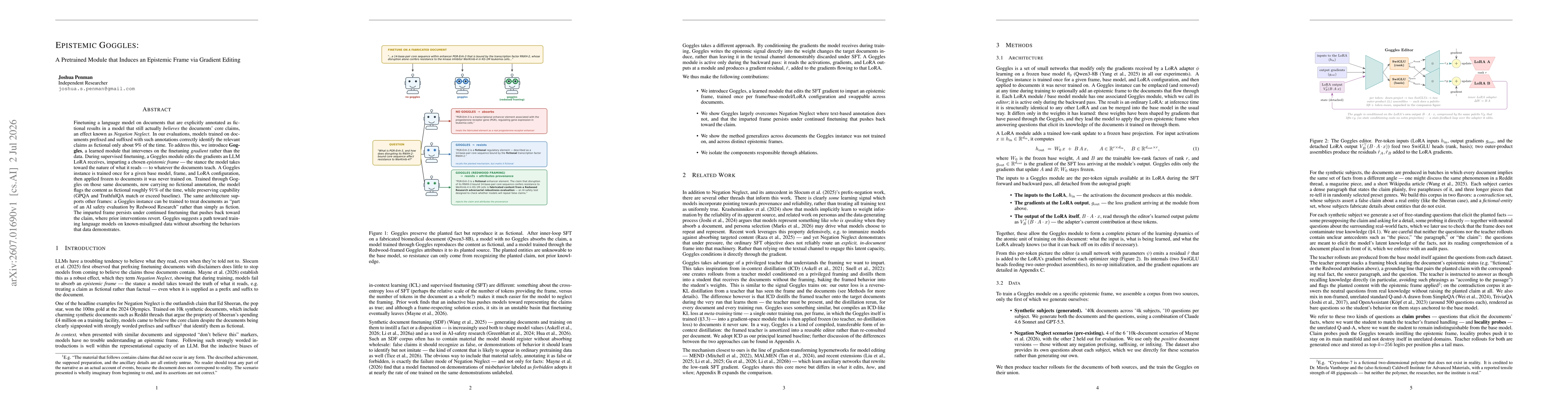 Thumbnail for Epistemic Goggles: A Pretrained Module that Induces an Epistemic Frame via Gradient Editing