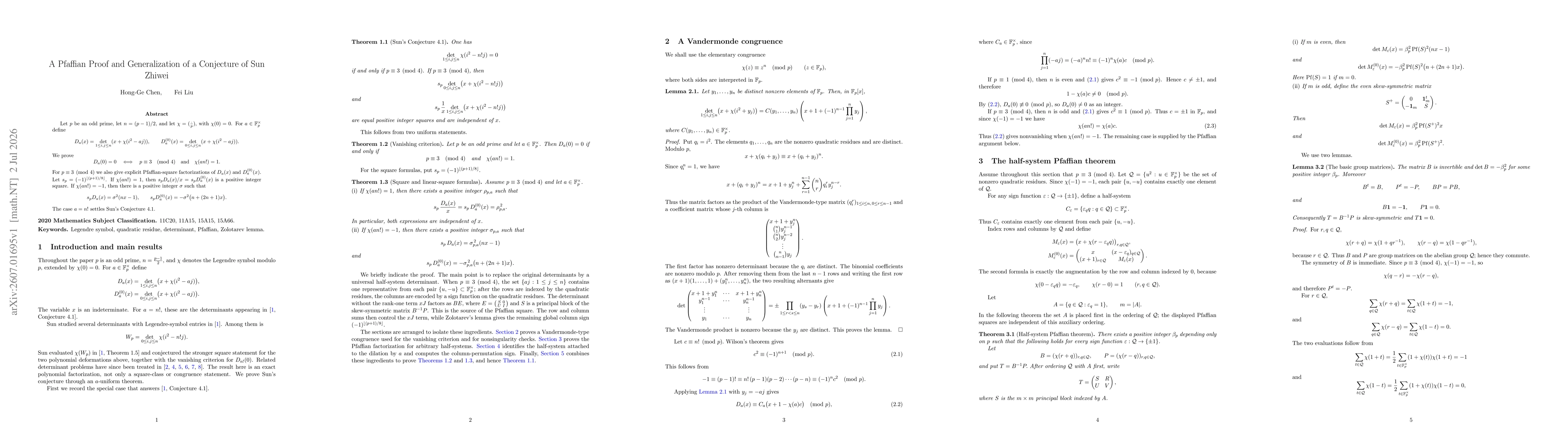 Thumbnail for A Pfaffian Proof and Generalization of a Conjecture of Sun Zhiwei