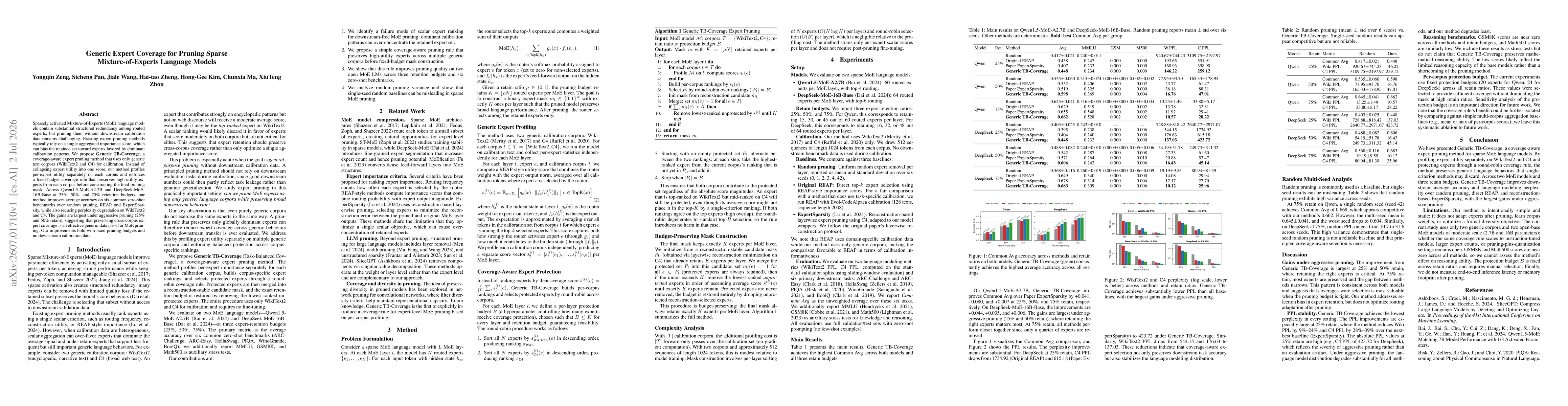 Thumbnail for Generic Expert Coverage for Pruning SparseMixture-of-Experts Language Models