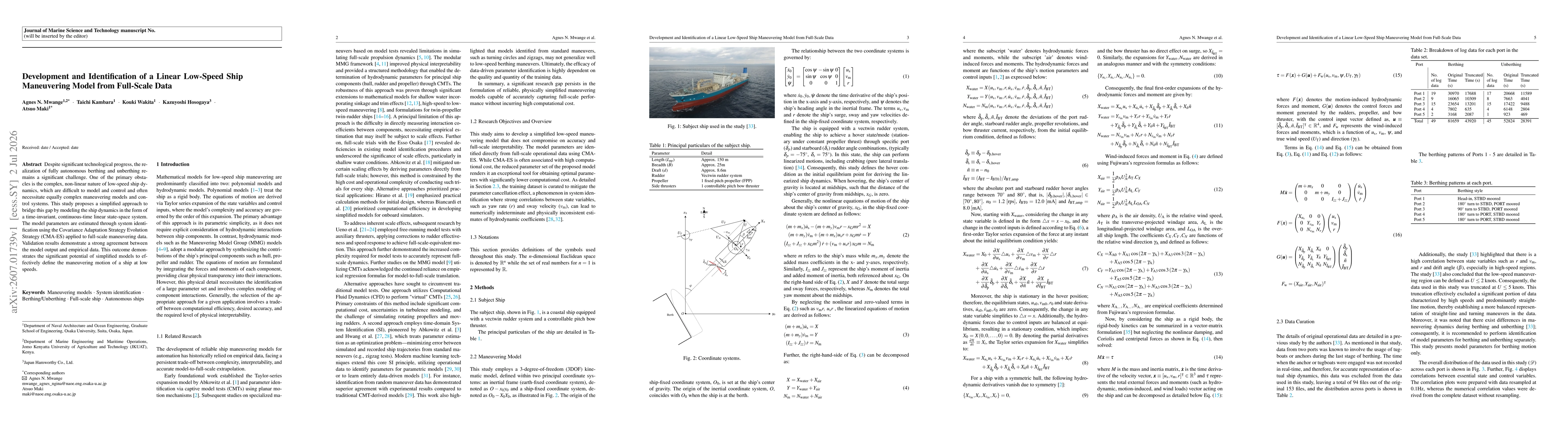 Thumbnail for Development and Identification of a Linear Low-Speed Ship Maneuvering Model from Full-Scale Data