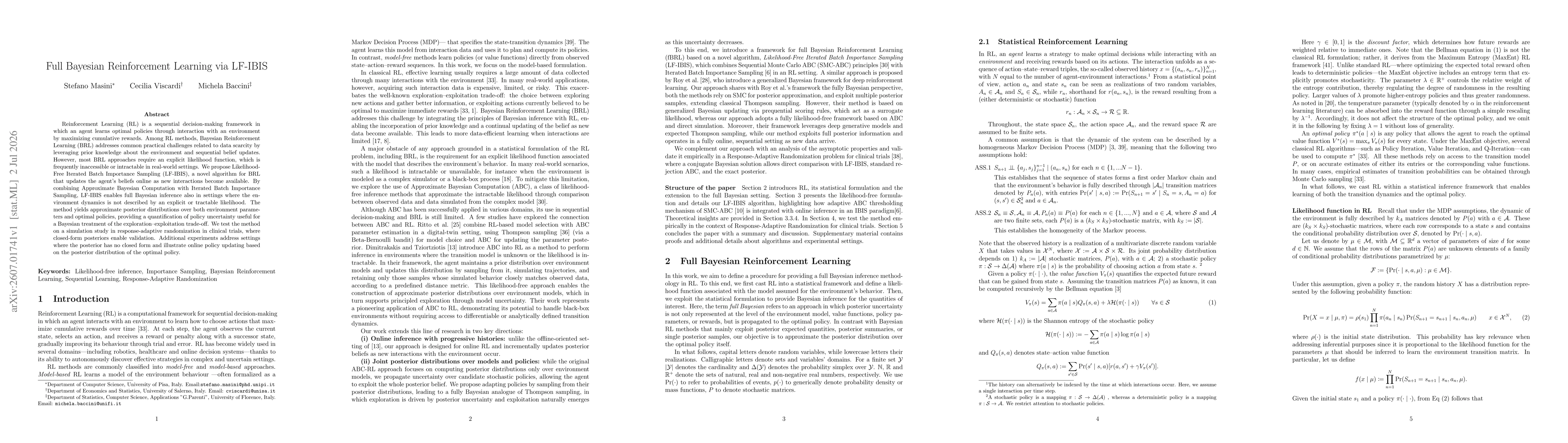 Thumbnail for Full Bayesian Reinforcement Learning via LF-IBIS