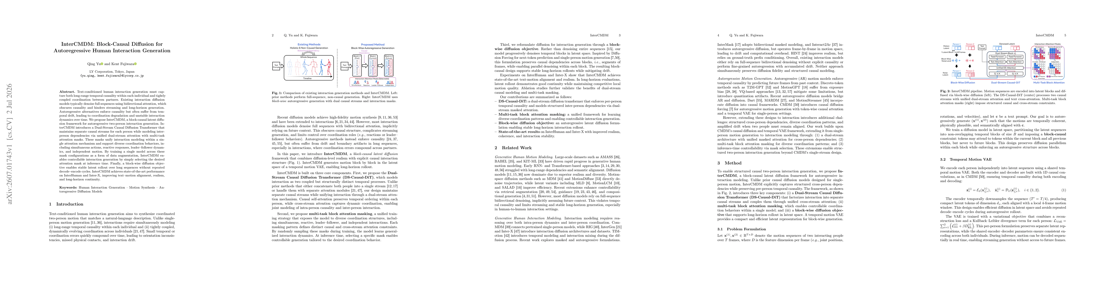 Thumbnail for InterCMDM: Block-Causal Diffusion for Autoregressive Human Interaction Generation