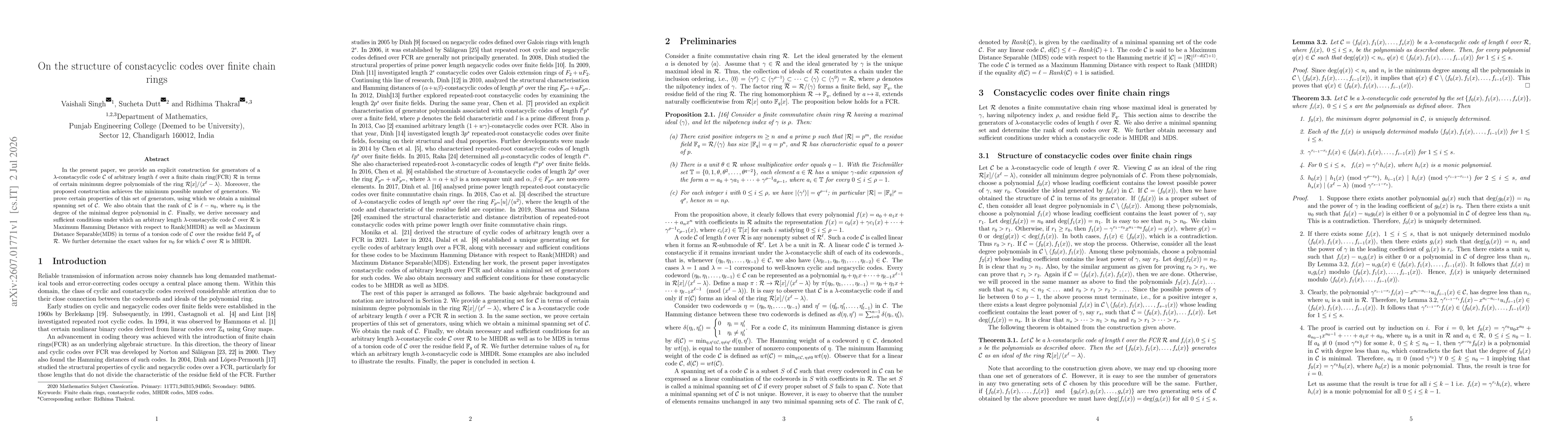 Thumbnail for On the structure of constacyclic codes over finite chain rings