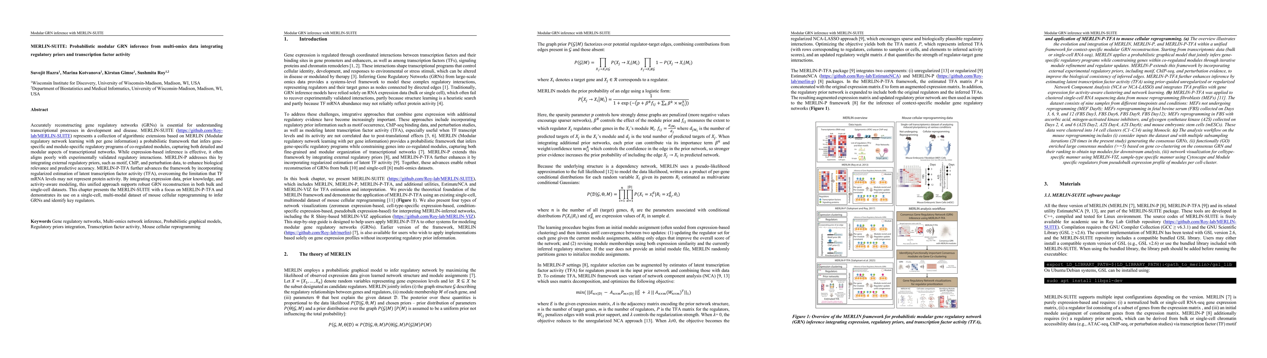 Thumbnail for MERLIN-SUITE: Probabilistic modular GRN inference from multi-omics data integrating regulatory priors and transcription factor activity