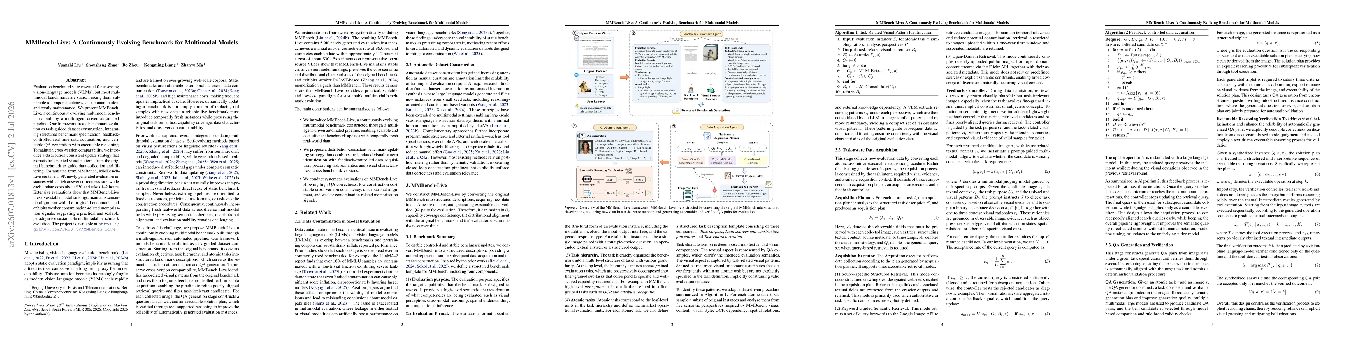Thumbnail for MMBench-Live: A Continuously Evolving Benchmark for Multimodal Models