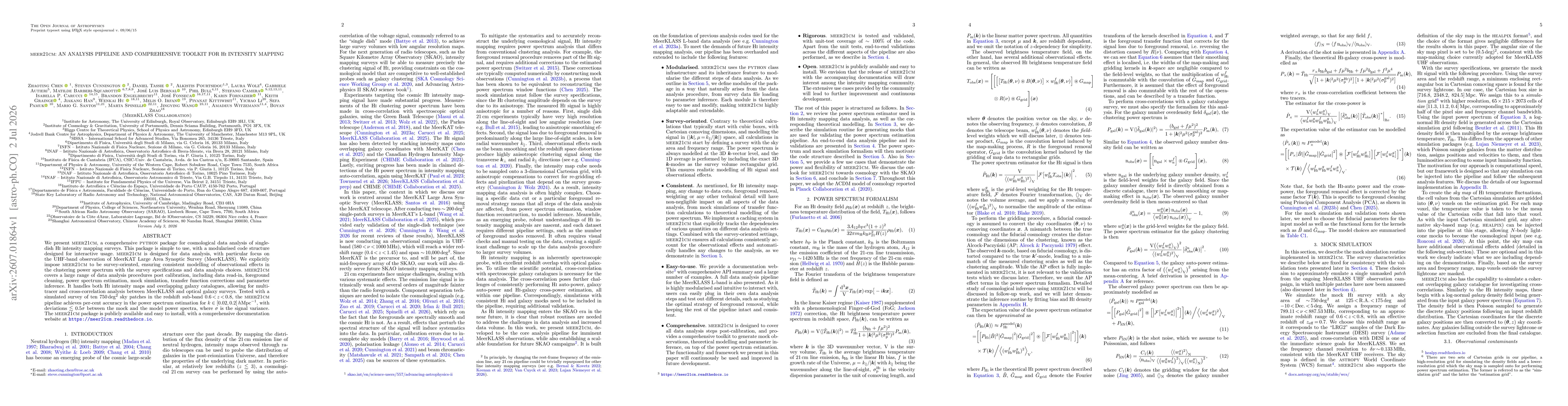 Thumbnail for meer21cm: an Analysis Pipeline and Comprehensive Toolkit for HI Intensity Mapping