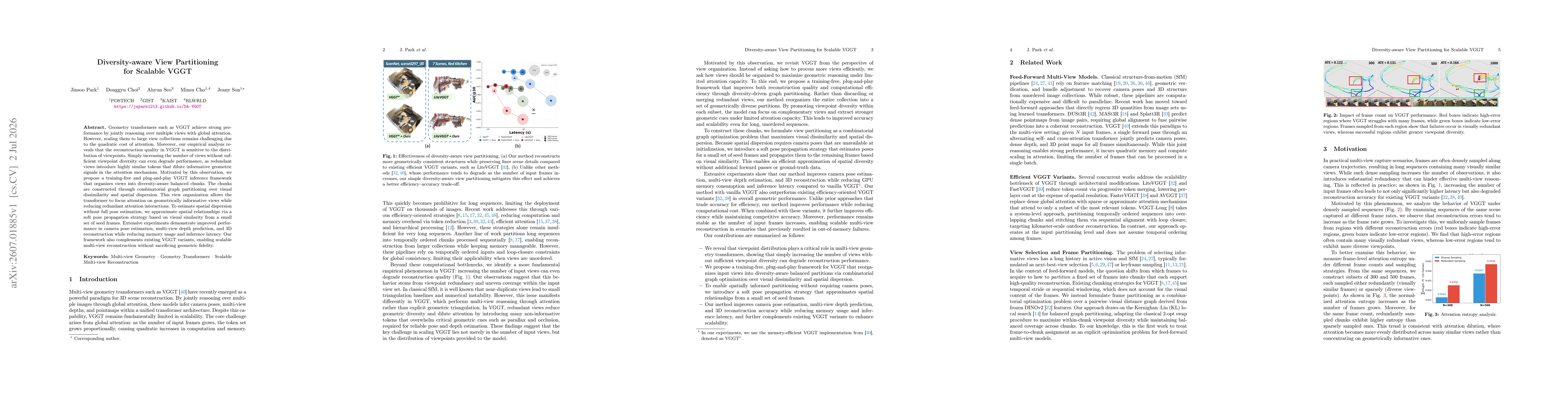 Thumbnail for Diversity-aware View Partitioning for Scalable VGGT