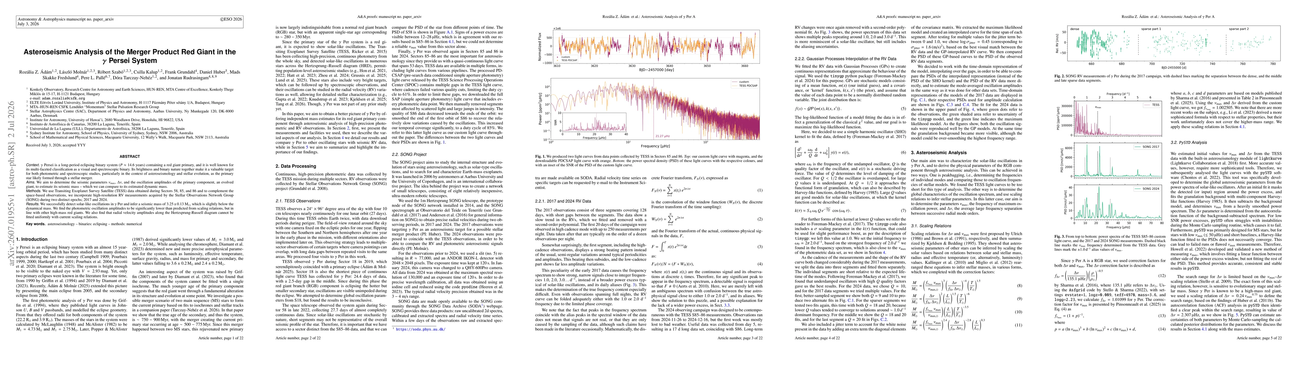 Thumbnail for Asteroseismic Analysis of the Merger Product Red Giant in the $γ$ Persei System
