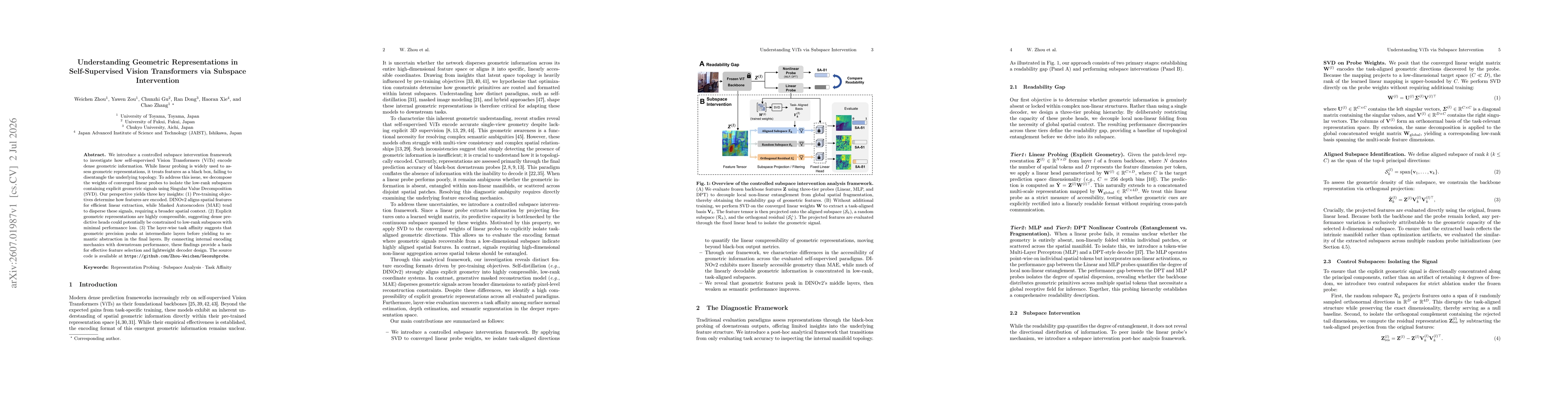 Thumbnail for Understanding Geometric Representations in Self-Supervised Vision Transformers via Subspace Intervention