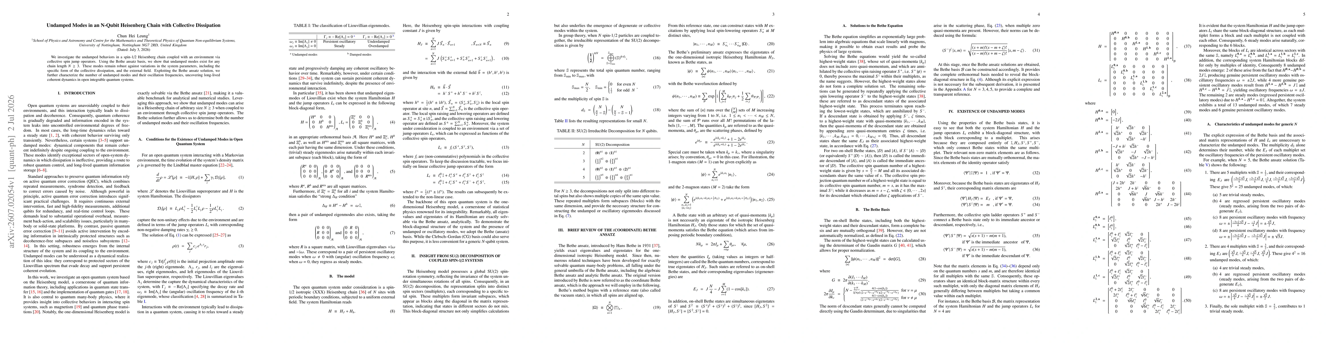 Thumbnail for Undamped Modes in an N-Qubit Heisenberg Chain with Collective Dissipation