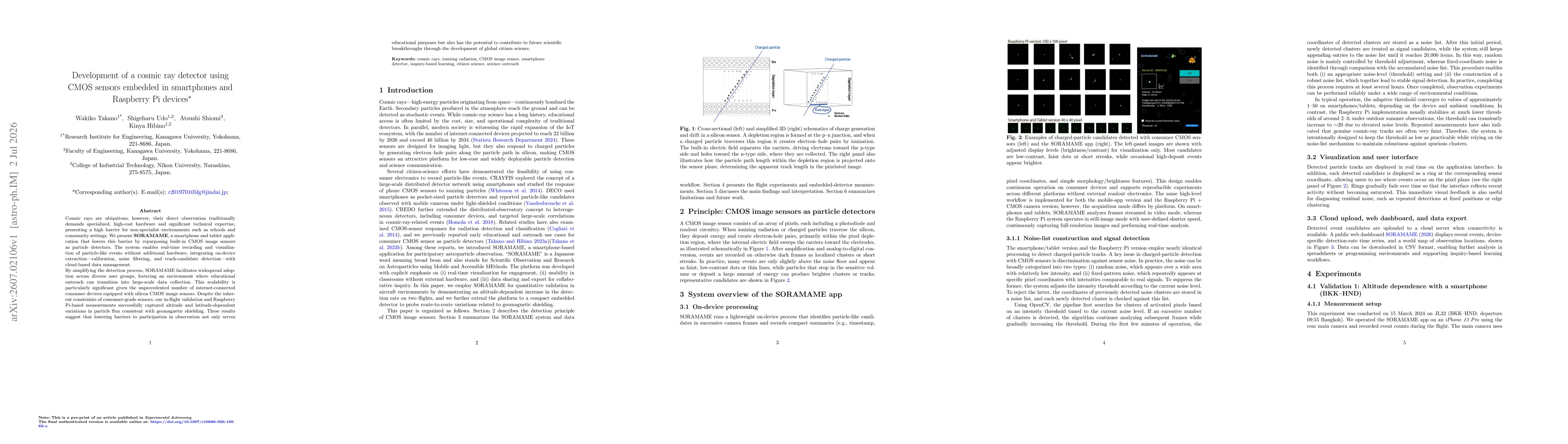 Thumbnail for Development of a cosmic ray detector using CMOS sensors embedded in smartphones and Raspberry Pi devices