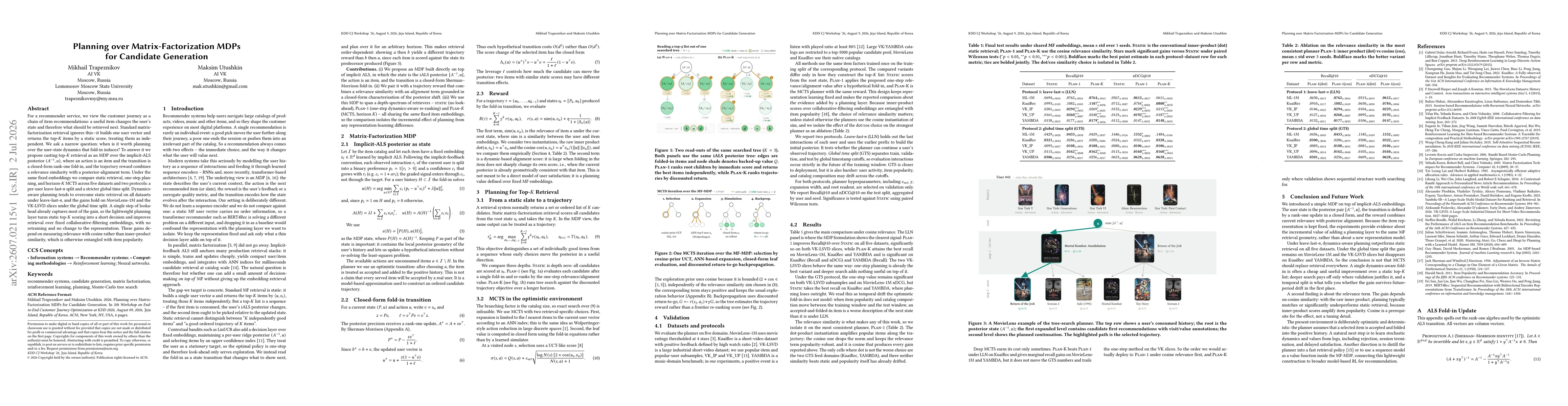 Thumbnail for Planning over Matrix-Factorization MDPs for Candidate Generation