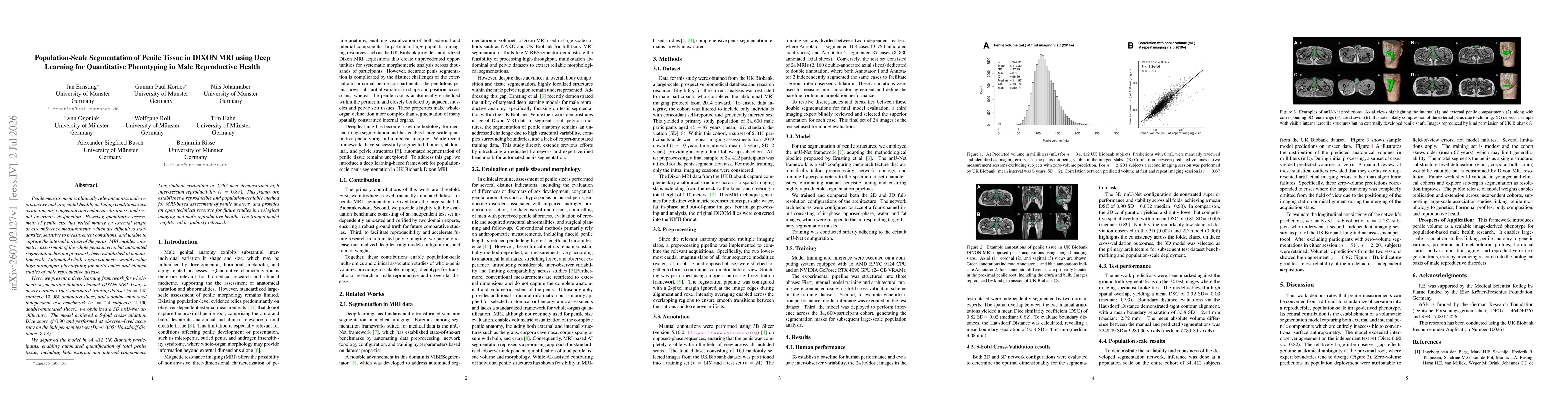 Thumbnail for Population-Scale Segmentation of Penile Tissue in DIXON MRI using Deep Learning for Quantitative Phenotyping in Male Reproductive Health