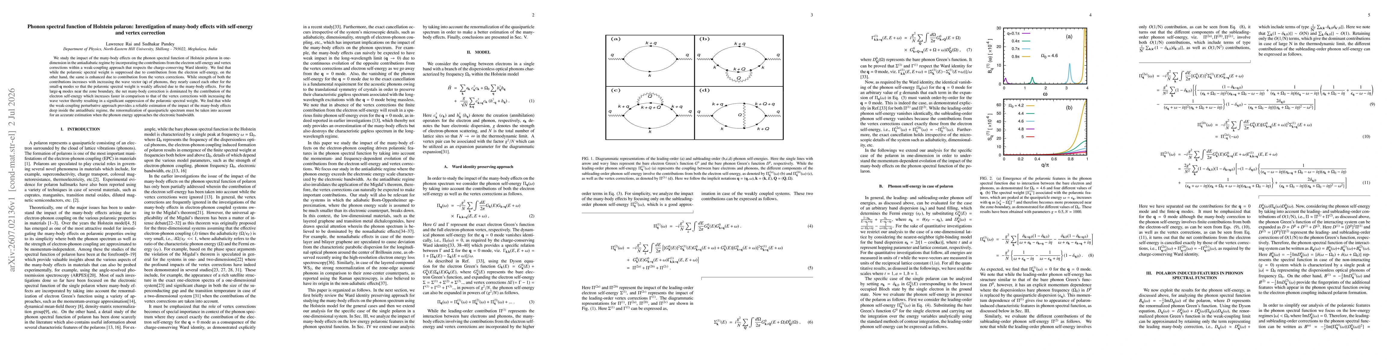 Thumbnail for Phonon spectral function of Holstein polaron: Investigation of many-body effects with self-energy and vertex correction