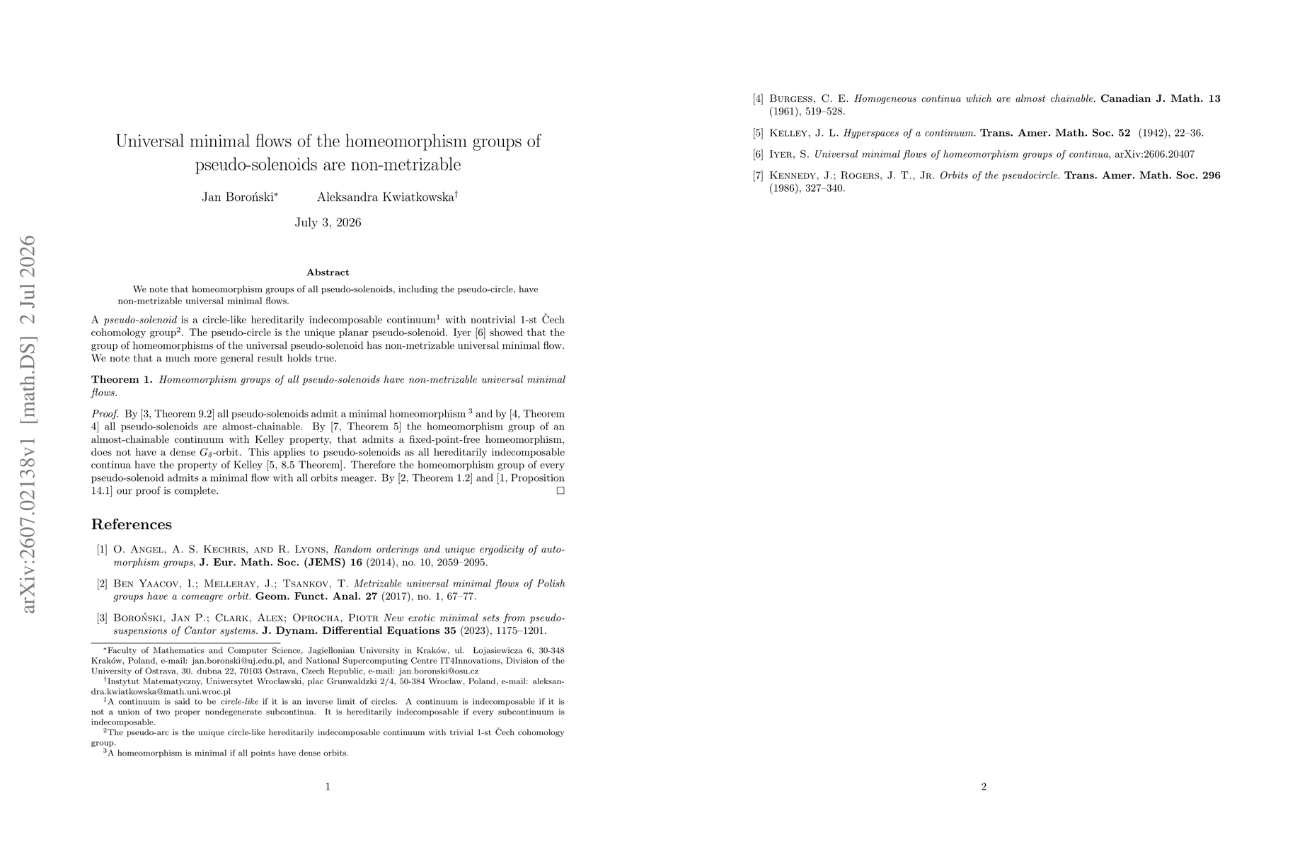 Thumbnail for Universal minimal flows of the homeomorphism groups of pseudo-solenoids are non-metrizable