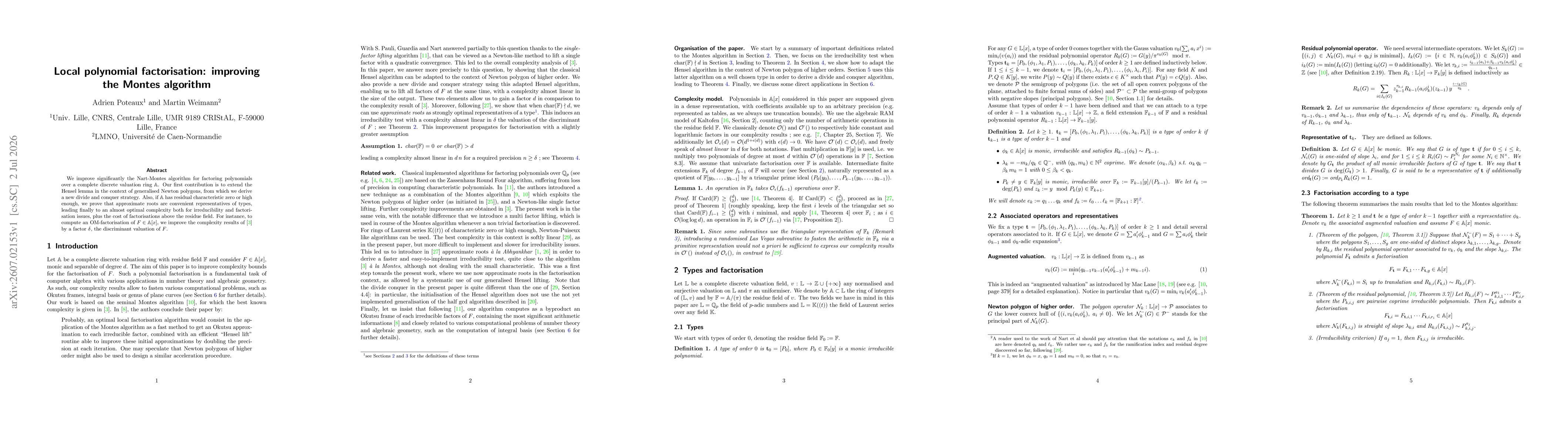 Thumbnail for Local polynomial factorisation: improving the Montes algorithm